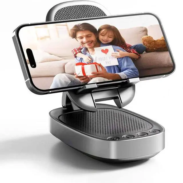 Main image of Gifts for Men Woman,Phone Stand with Wireless Bluetooth Speaker for Men with LED Atmosphere Light HD Surround Sound Speaker for Home,Office,Birthday,Anniversary,Compatible with iPhone/iPad Tablet