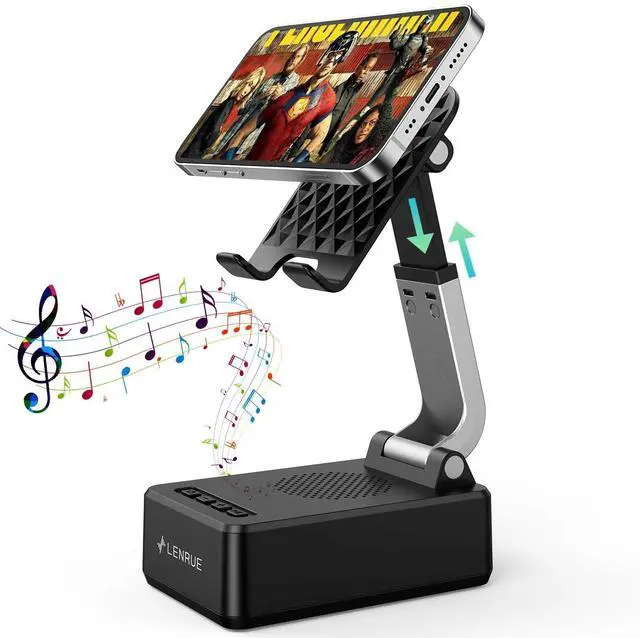 Main image of Gifts for Men Women, Cell Phone Stand with Wireless Bluetooth Speakers, Flexible Comfort View, Loud Clear Sound, Birthday Gifts for Women Men Everyone, Tech Gadgets for Phones