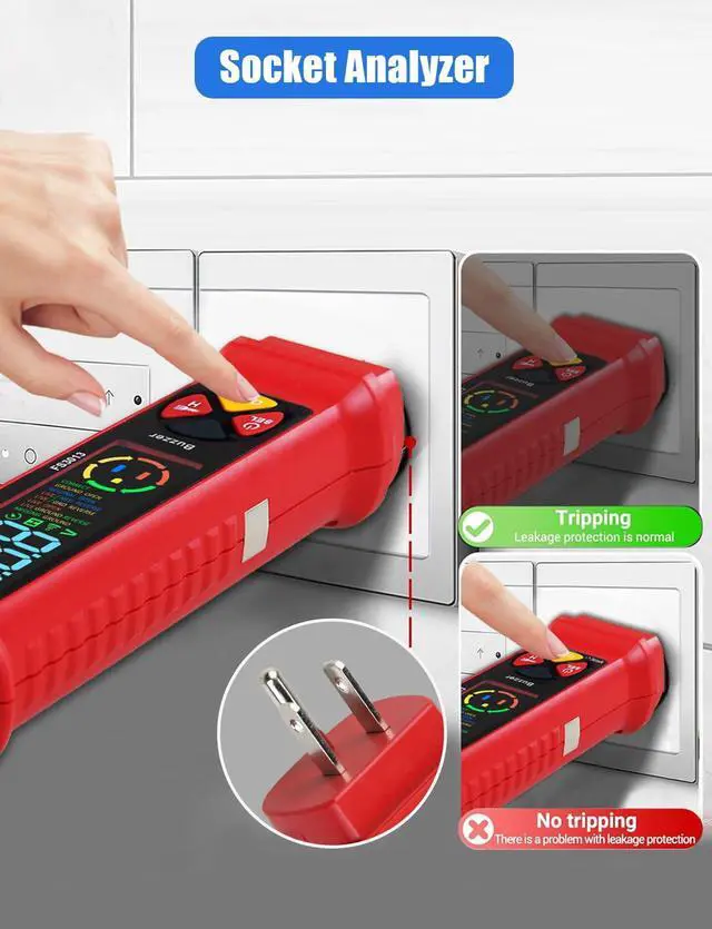 Alt view image 2 of 7 - 2-in-1 Voltage Tester & Outlet Tester, Dual Range AC 2-440V 50Hz-60Hz with LCD Display, Circuit Breaker Finder & Tracer Kit for Accurate Electrical DetectionNo Batteries Included