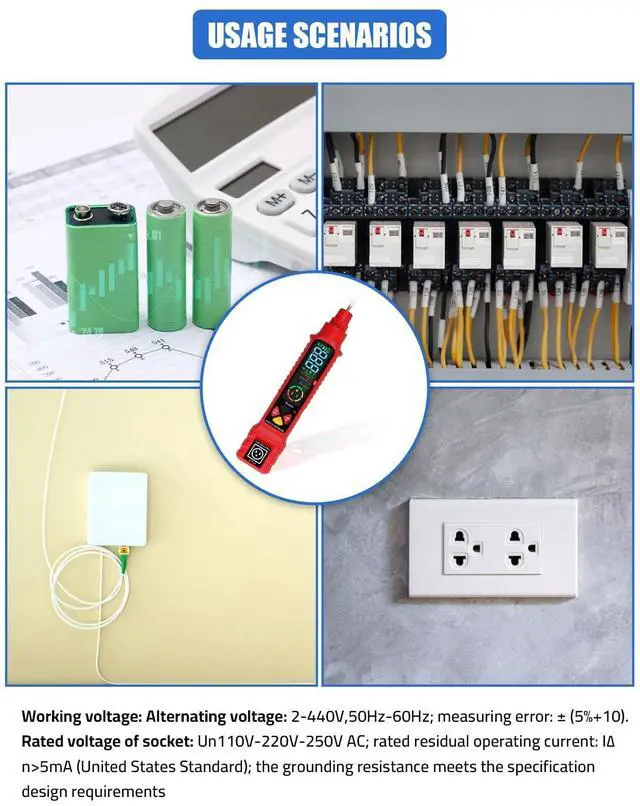 Alt view image 4 of 7 - 2-in-1 Voltage Tester & Outlet Tester, Dual Range AC 2-440V 50Hz-60Hz with LCD Display, Circuit Breaker Finder & Tracer Kit for Accurate Electrical DetectionNo Batteries Included
