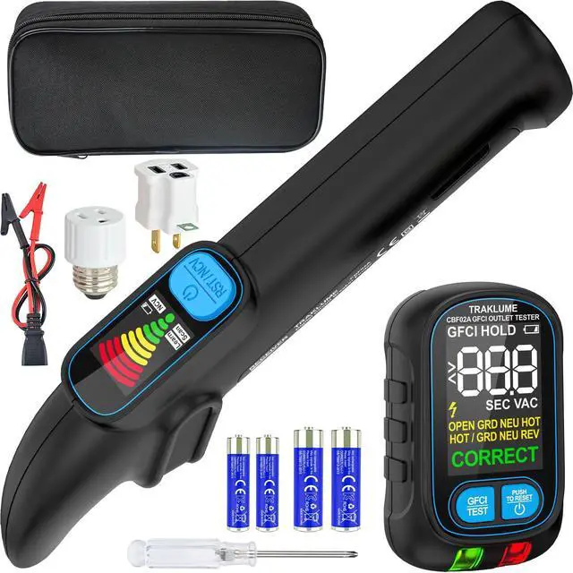 Main image of Circuit Breaker Finder Tool with Electrical GFCI Outlet Tester, Electrical Circuit Tracer Kit with LCD Display, Including 3-2 Prong Grounding Adapter, Light Socket Adapter, Clip Adapter, Carrying Case