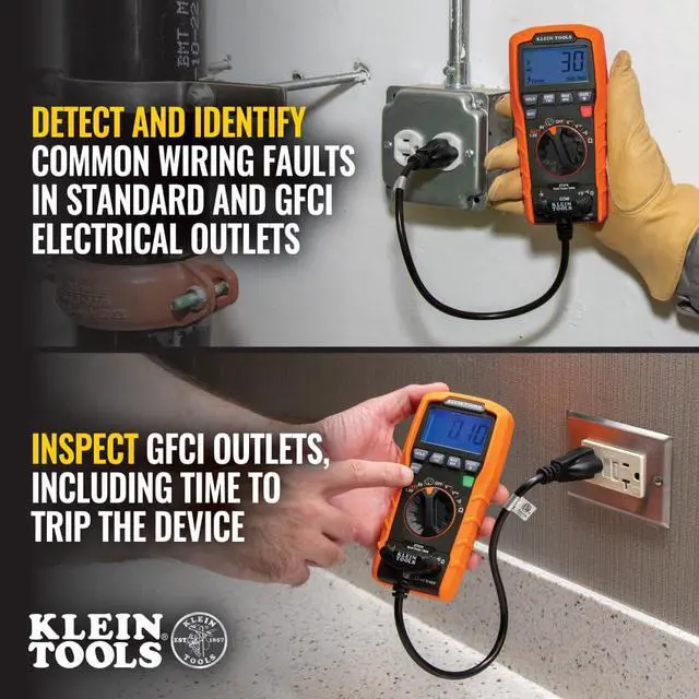 Alt view image 4 of 7 - ET270 Auto-Ranging Digital Multi-Tester, AC/DC, Resistance, Continuity, GFCI Receptacle Tester with Test Leads and Receptacle Cord