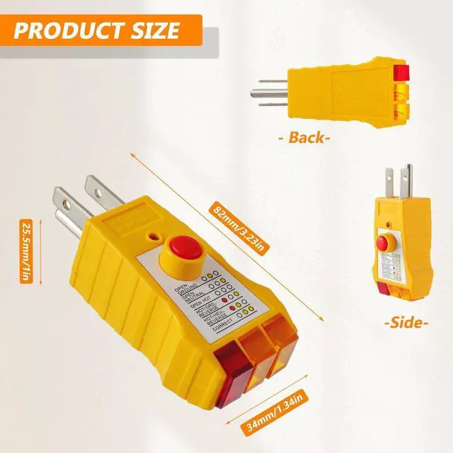 Alt view image 2 of 7 - Outlet Circuit Testers for Grounding Products, Outlet Tester with GFCI, Plug Tester, Security Test, Electrical Receptacle Tester for North American Outlets