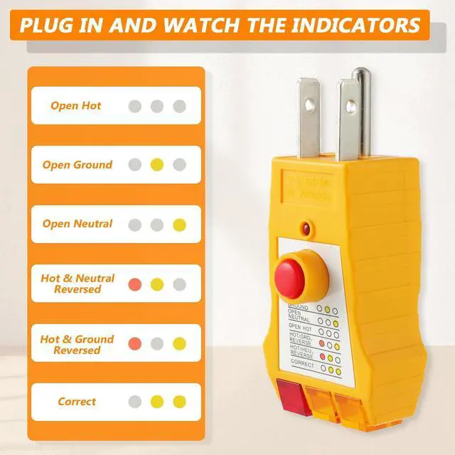 Alt view image 4 of 7 - Outlet Circuit Testers for Grounding Products, Outlet Tester with GFCI, Plug Tester, Security Test, Electrical Receptacle Tester for North American Outlets