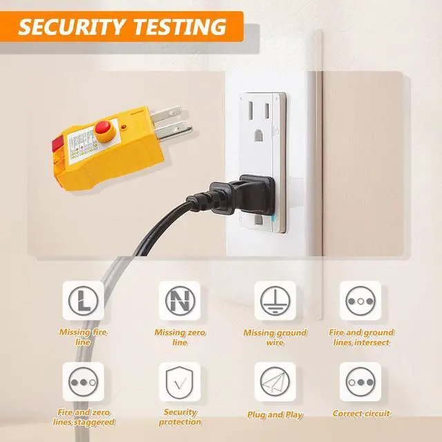 Alt view image 6 of 7 - Outlet Circuit Testers for Grounding Products, Outlet Tester with GFCI, Plug Tester, Security Test, Electrical Receptacle Tester for North American Outlets