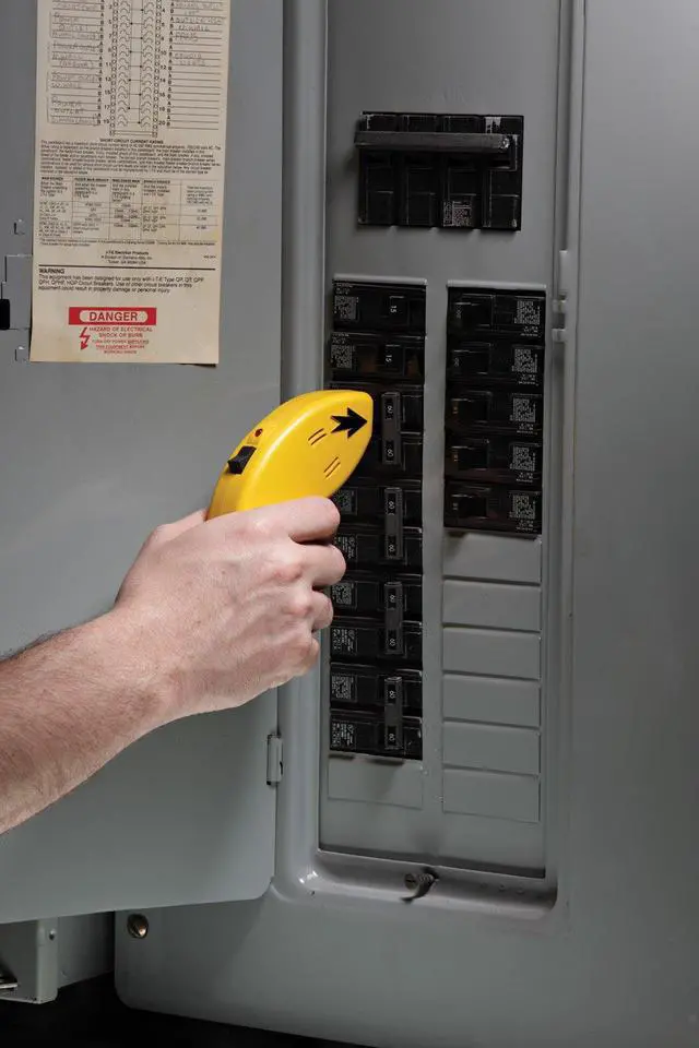 Alt view image 5 of 6 - Instruments CS550A Circuit Breaker Finder, Quickly Locate AC Circuits/Fuses, Visual LED, Plug Style Transmitter/Auto-Sensing Receiver, 120V AC, Yellow