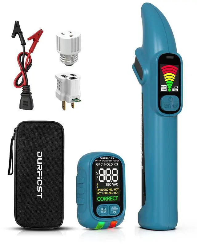 Main image of Circuit Breaker Finder Tool with Electrical GFCI Outlet Tester, NCV Electrical Circuit Tracer Kit with LCD Display, Includes Adapters and Carrying Case
