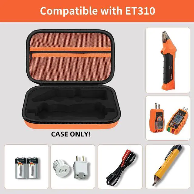 Alt view image 2 of 7 - Hard Case for Klein Tools ET310 AC Circuit Breaker Finder Electric Tester & 80016 Tool Kit & RT250 GFCI Outlet Tester and Accessories Electrical Tools Storage Organizer Bag, Orange(Case Only)