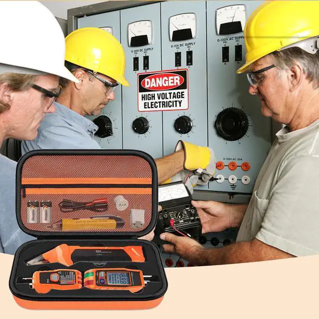 Alt view image 6 of 7 - Hard Case for Klein Tools ET310 AC Circuit Breaker Finder Electric Tester & 80016 Tool Kit & RT250 GFCI Outlet Tester and Accessories Electrical Tools Storage Organizer Bag, Orange(Case Only)