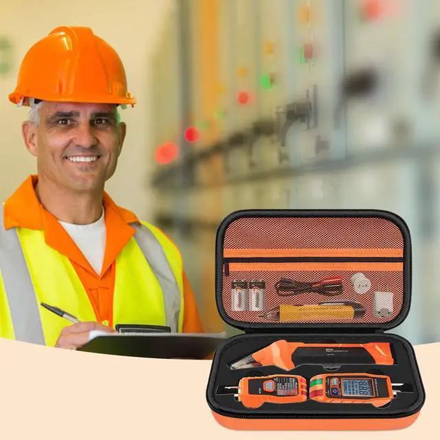 Alt view image 7 of 7 - Hard Case for Klein Tools ET310 AC Circuit Breaker Finder Electric Tester & 80016 Tool Kit & RT250 GFCI Outlet Tester and Accessories Electrical Tools Storage Organizer Bag, Orange(Case Only)