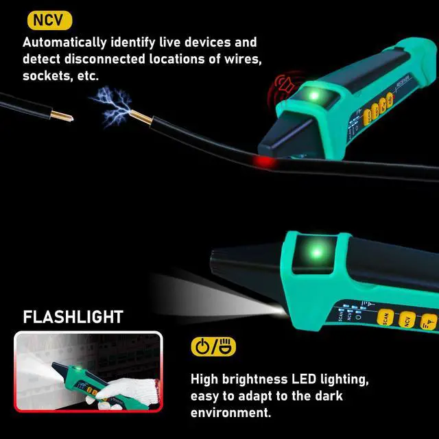 Alt view image 4 of 7 - Digital AC Circuit Breaker Finder Tool with Integrated GFCI Outlet Tester, 90-120V NCV Electrical Circuit Tracer Automatically Scan Voltage Detector Electrician Tool XT-33A