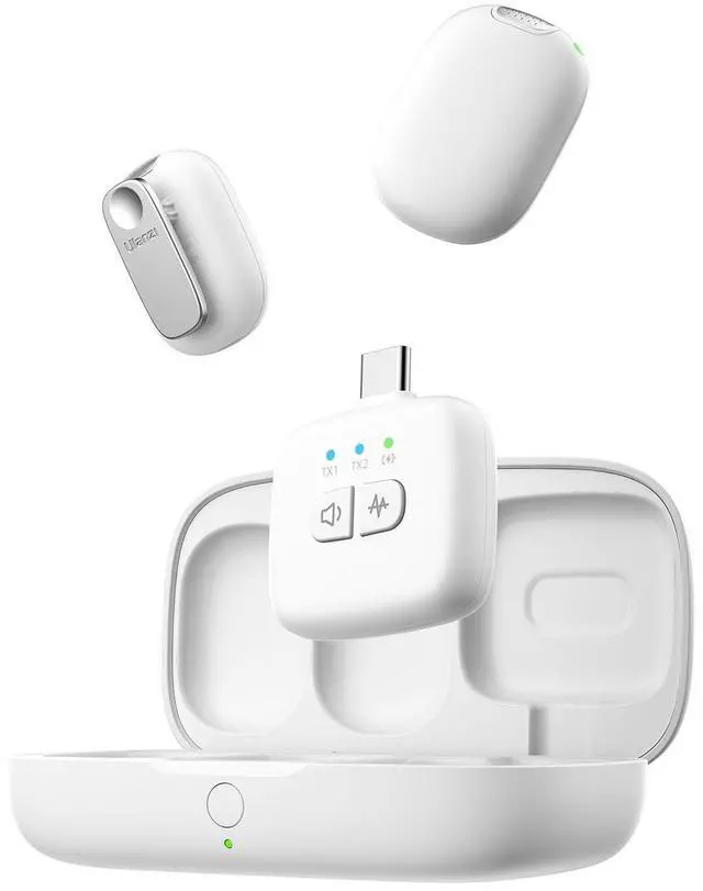 Main image of A30 Tiny Mic Magnetic (White), Wireless Lavalier Microphone Mini Size, Noise Cancellation, 164 ft Range, 20H Battery Life, Lapel Microphone for Video Recording, DSLR, iPhones, Android, PC