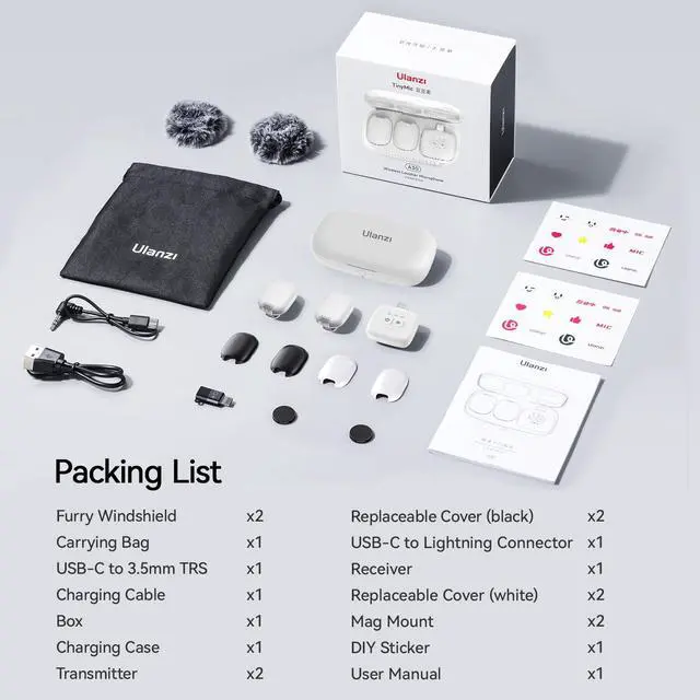 Alt view image 7 of 7 - A30 Tiny Mic Magnetic (White), Wireless Lavalier Microphone Mini Size, Noise Cancellation, 164 ft Range, 20H Battery Life, Lapel Microphone for Video Recording, DSLR, iPhones, Android, PC
