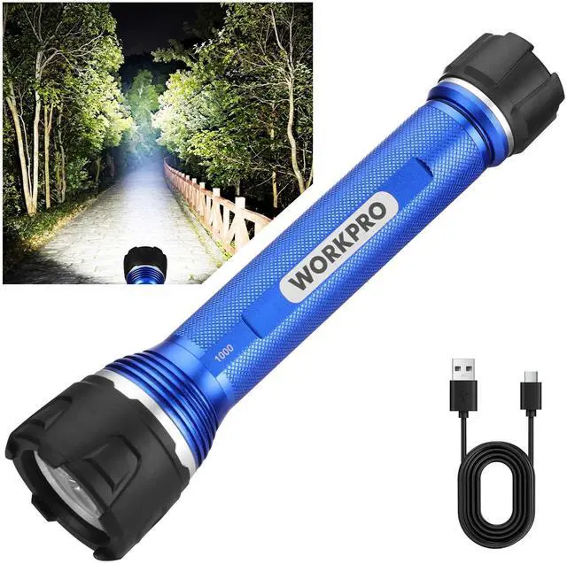 Main image of Rechargeable LED Flashlight, High Lumens IPX7 Waterproof Heavy-Duty Flash Light, 3 Mode Super Bright Handheld Aluminum Flashlight for Home, Camping, Hiking, Emergency