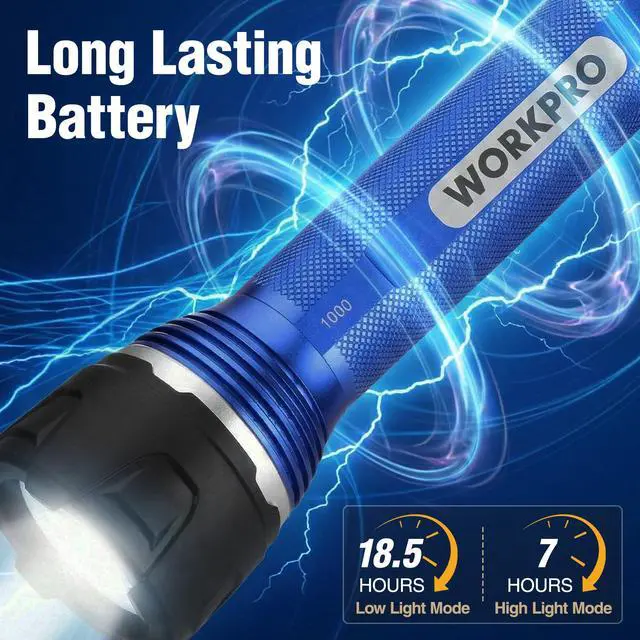 Alt view image 4 of 7 - Rechargeable LED Flashlight, High Lumens IPX7 Waterproof Heavy-Duty Flash Light, 3 Mode Super Bright Handheld Aluminum Flashlight for Home, Camping, Hiking, Emergency