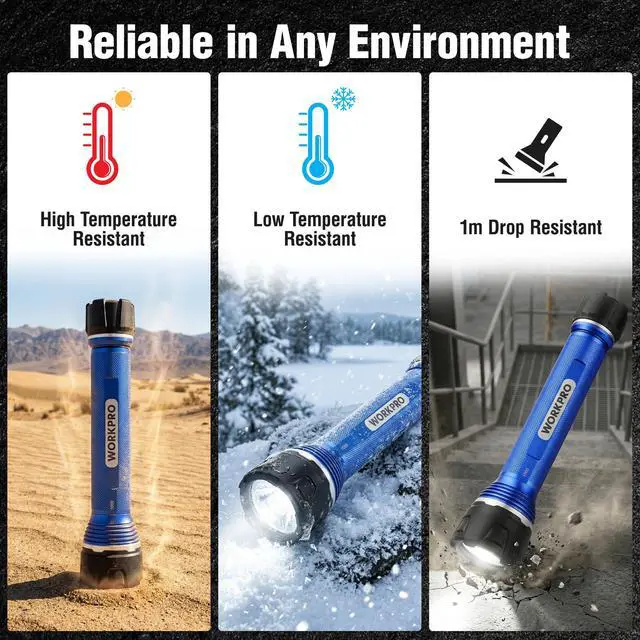 Alt view image 6 of 7 - Rechargeable LED Flashlight, High Lumens IPX7 Waterproof Heavy-Duty Flash Light, 3 Mode Super Bright Handheld Aluminum Flashlight for Home, Camping, Hiking, Emergency