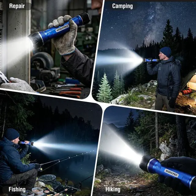 Alt view image 7 of 7 - Rechargeable LED Flashlight, High Lumens IPX7 Waterproof Heavy-Duty Flash Light, 3 Mode Super Bright Handheld Aluminum Flashlight for Home, Camping, Hiking, Emergency