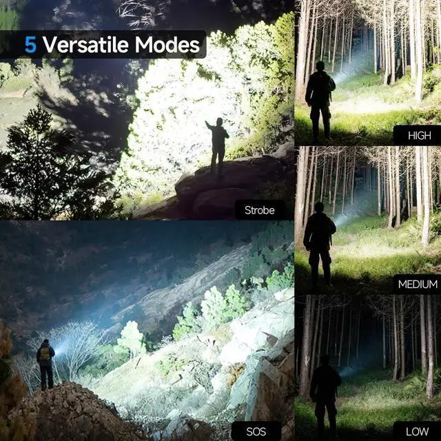 Alt view image 4 of 7 - Rechargeable Flashlight 99,000 High Lumens Flashlights, 2 Pack Super Bright LED Flashlight Powered Flash Light with 5 Light Mode, Powerful Handheld Flash Light for Home, Camping