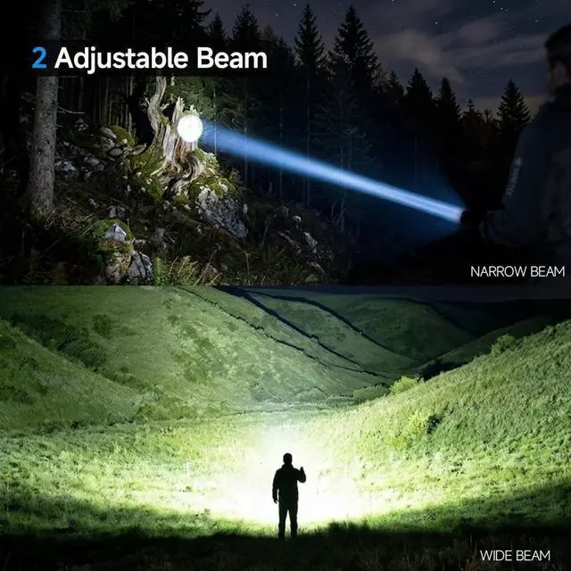 Alt view image 5 of 7 - Rechargeable Flashlight 99,000 High Lumens Flashlights, 2 Pack Super Bright LED Flashlight Powered Flash Light with 5 Light Mode, Powerful Handheld Flash Light for Home, Camping