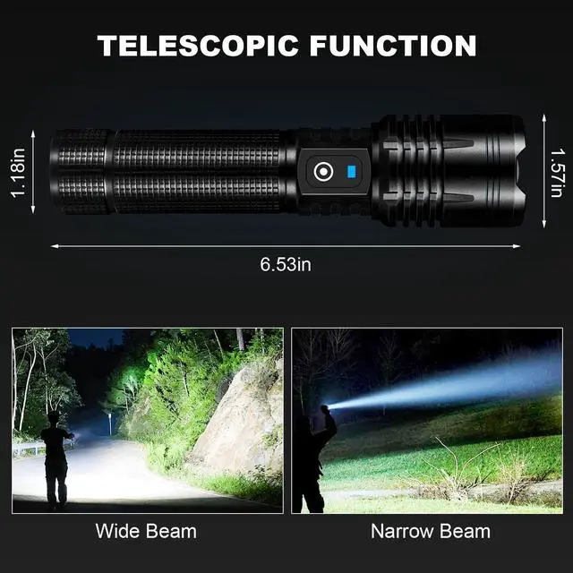 Alt view image 6 of 7 - Rechargeable Flashlights 3 Pack, Super Bright 99000 High Lumens Led Flashlight, 5 Modes Linternas Waterproof Flash Light, Powerful Handheld Flashlights for Home Camping Emergencies