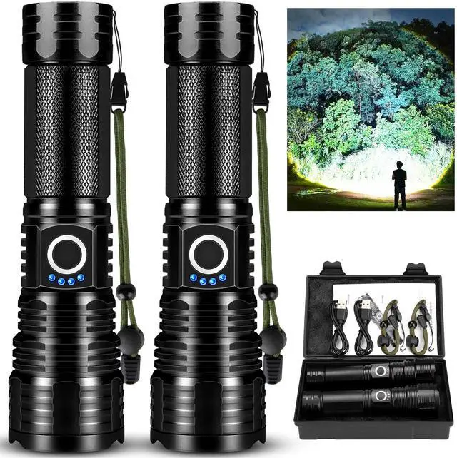 Main image of Rechargeable Flashlights 99,000 Lumen High Lumens 2 Pack, Suoer Bright Led Flashlight with 5 Modes & 18H Runtime, IPX7 Waterproof Powerful Flash Light Handheld Flashlights for Home Camping Hiking