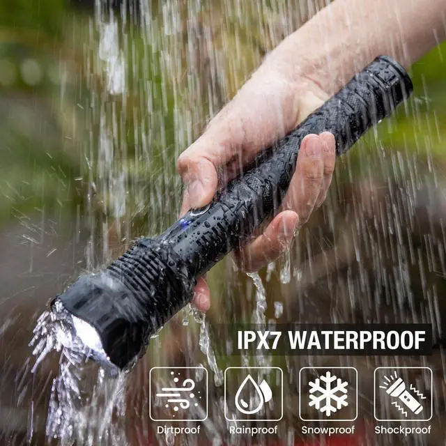 Alt view image 7 of 7 - Rechargeable LED Flashlight, 99,000 High Lumens Bright Flashlight with 8 Modes & COB Side Light, IPX7 Waterproof Handheld Flash Light for Camping Hiking Home Use