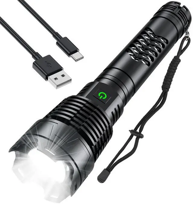 Main image of Rechargeable Flashlights High Lumens, 100000 Lumens Super Bright Flashlights with Long Handle, 5 Modes & Zoomable, Waterproof Powerful Handheld Flashlight for Camping Emergency