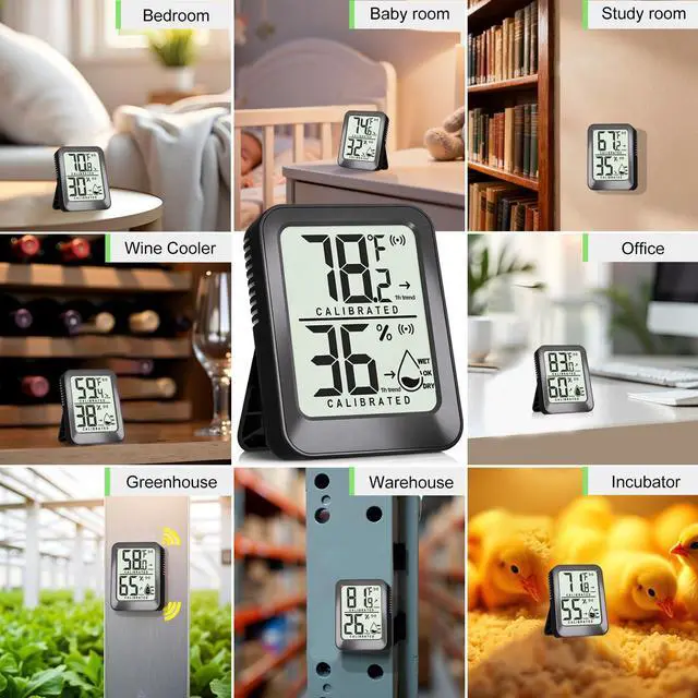 Alt view image 5 of 7 - 3 Pack Room Thermometer Indoor Hygrometer Digital Mini Humidity Meter Gauge with Temperature and Humidity Monitor Sensor for House, Pet, Plant, Incubator - Battery Included