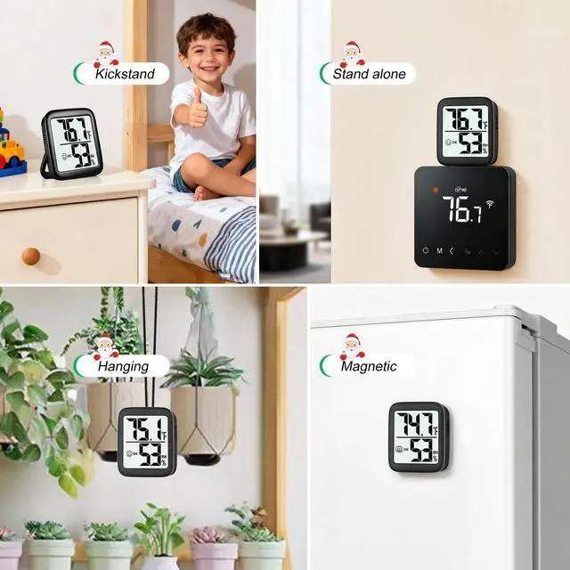 Alt view image 6 of 7 - 2 Pack Room Thermometer for Home, Hygrometer Indoor Humidity Meter Gauge, Digital Temperature and Humidity Monitor Sensor for House, Terrarium, Incubator, Greenhouse - Battery Included