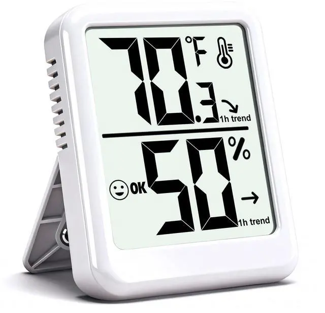 Main image of Room Thermometer Indoor Hygrometer Humidity Meter Gauge Digital Temperature and Humidity Sensor Monitor for Home Office House Pets Plants - AAA Battery Included