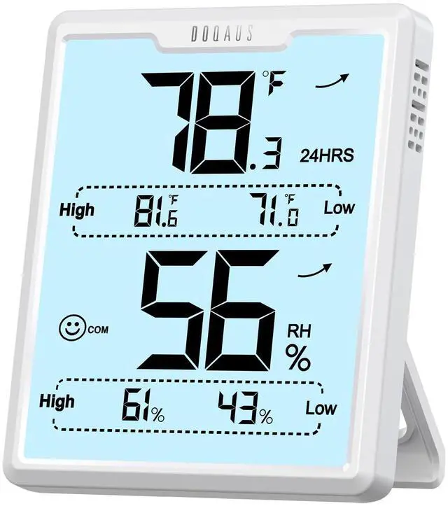 Main image of Digital Hygrometer Room Thermometer Indoor, Humidity Meter with Large LCD Display, Backlight Temperature Humidity Monitor with Max Min Records, White