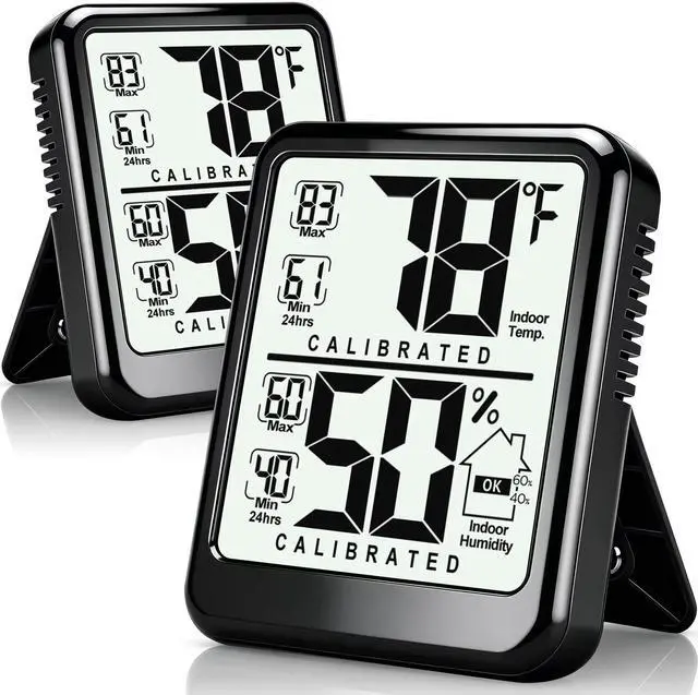 Main image of 2-Pack Room Thermometer, Digital Small Hygrometer Indoor Thermometer Humidity Gauge, Temperature Humidity Meter with Max/Min Record Monitor Sensor for Home, Plants - Battery Included