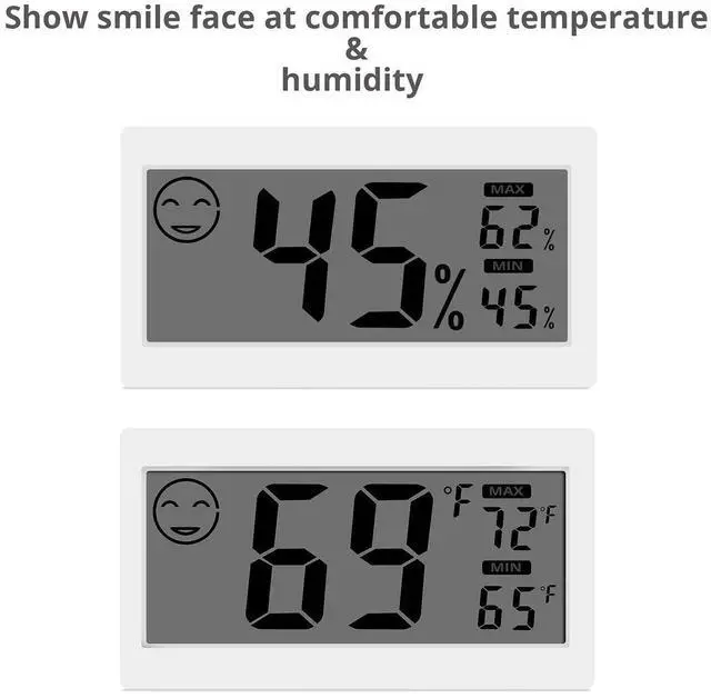 Alt view image 4 of 7 - Digital Thermometer Indoor Hygrometer Room Temperature Monitor Humidity Gauge with Big Screen Stand Wall Hanging Magnet Greenhouse House Kitchen Car