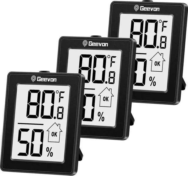 Main image of Digital Hygrometer, 3 Pack Indoor Thermometer Room Temperature Humidity Gauge with Battery,Digital Temperature Humidity Meter Indicator for Home, Office, Greenhouse, Mini Hygrometer,Black
