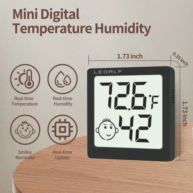Alt view image 2 of 7 - Mini Humidity Meter Hygrometer 6 Pack Room Thermometer Indoor Digital Temperature and Humidity Monitor (Black)
