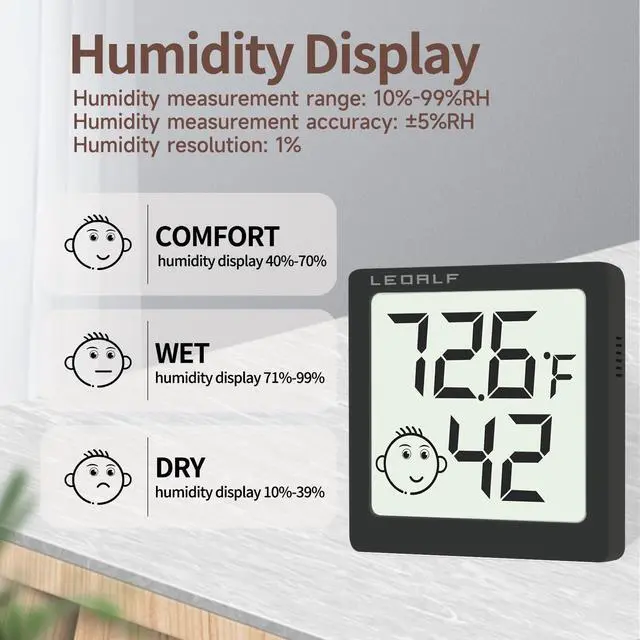 Alt view image 3 of 7 - Mini Humidity Meter Hygrometer 6 Pack Room Thermometer Indoor Digital Temperature and Humidity Monitor (Black)