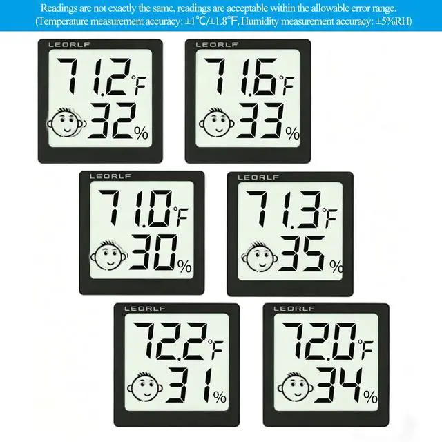 Alt view image 5 of 7 - Mini Humidity Meter Hygrometer 6 Pack Room Thermometer Indoor Digital Temperature and Humidity Monitor (Black)