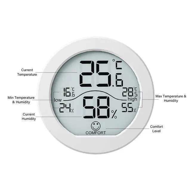 Alt view image 6 of 6 - Digital Hygrometer 3 Pack Room Thermometer and Humidity Gauge LCD Hygrometer with Max and Min Records (White)