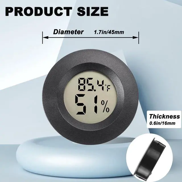 Alt view image 2 of 7 - Mini Hygrometer Digital Thermometer Humidity Meter 2 Pack Hygrometer Thermometers Indoor/Outdoor Humidity Monitor Reptile Thermometer for Greenhouse Garden Cellar Fahrenheit()/ Celsius()