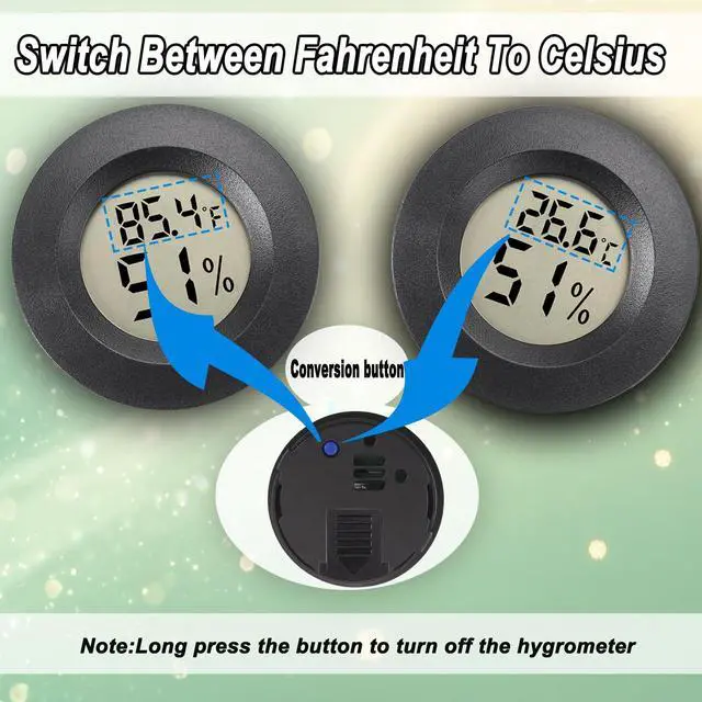 Alt view image 3 of 7 - Mini Hygrometer Digital Thermometer Humidity Meter 2 Pack Hygrometer Thermometers Indoor/Outdoor Humidity Monitor Reptile Thermometer for Greenhouse Garden Cellar Fahrenheit()/ Celsius()