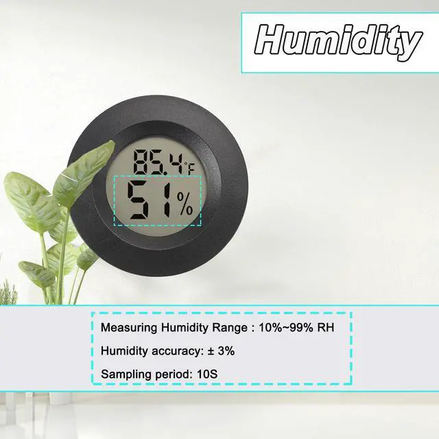 Alt view image 5 of 7 - Mini Hygrometer Digital Thermometer Humidity Meter 2 Pack Hygrometer Thermometers Indoor/Outdoor Humidity Monitor Reptile Thermometer for Greenhouse Garden Cellar Fahrenheit()/ Celsius()