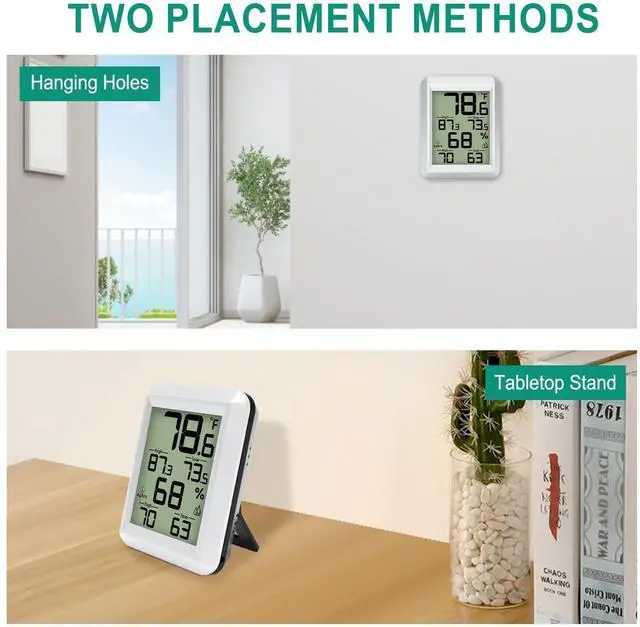 Alt view image 6 of 7 - Indoor Hygrometer Thermometer, Digital Humidity Meter Temperature Gauge with Min/Max, / Switch for Home, Baby Room, Kitchen, Greenhouse
