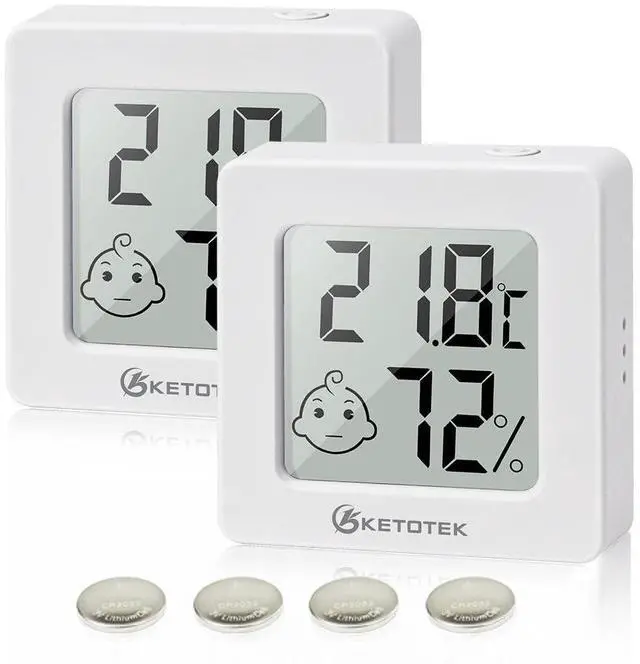 Main image of 2 Pack Mini Thermometer Hygrometer Indoor Humidity Monitor Digital Temperature Humidity Gauge Meter with for Bedroom Greenhouse Cellar