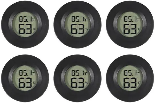 Main image of 6-Pack Mini Hygrometer Thermometer Digital LCD Monitor Indoor/Outdoor Humidity Meter Gauge Temperature for Humidors Home Greenhouse Babyroom Reptile Incubator