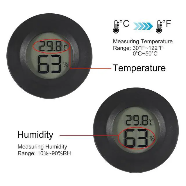 Alt view image 2 of 6 - 6-Pack Mini Hygrometer Thermometer Digital LCD Monitor Indoor/Outdoor Humidity Meter Gauge Temperature for Humidors Home Greenhouse Babyroom Reptile Incubator