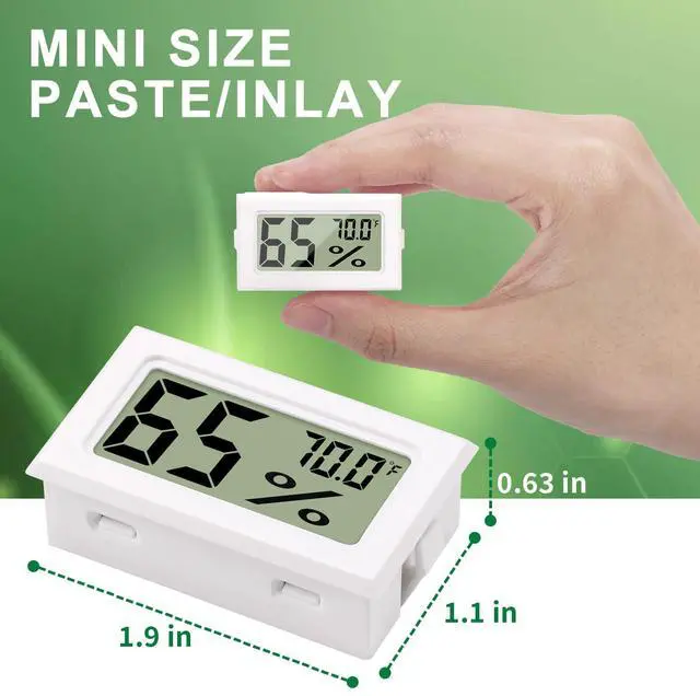 Alt view image 2 of 7 - Mini Hygrometer Indoor Humidity Meter, Digital Humidity Gauge Indoor Thermometer () for Home, Office, Reptile, Car, Greenhouse, Lab, Terrarium, Cellar, Humidors A02 White