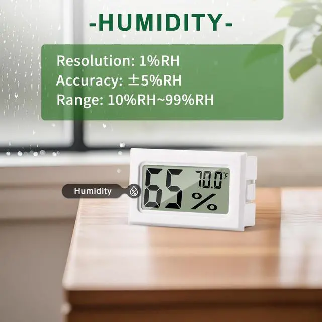Alt view image 3 of 7 - Mini Hygrometer Indoor Humidity Meter, Digital Humidity Gauge Indoor Thermometer () for Home, Office, Reptile, Car, Greenhouse, Lab, Terrarium, Cellar, Humidors A02 White