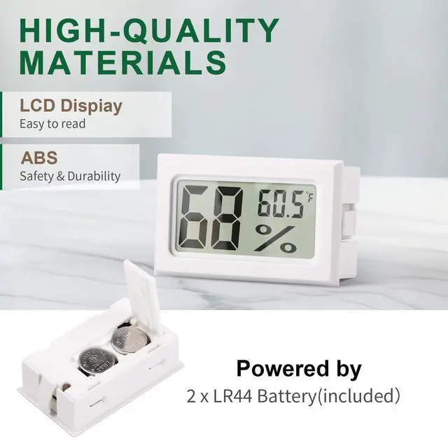 Alt view image 5 of 7 - Mini Hygrometer Indoor Humidity Meter, Digital Humidity Gauge Indoor Thermometer () for Home, Office, Reptile, Car, Greenhouse, Lab, Terrarium, Cellar, Humidors A02 White