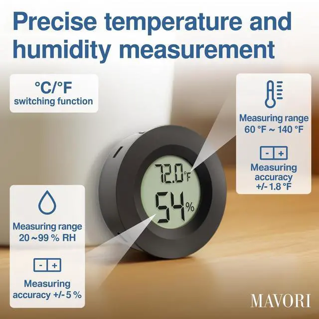 Alt view image 2 of 7 - 3 x Digital Hygrometer Thermometer for Indoor Mini Humidity Meter with Accurate Sensor Temperature and Humidity Monitor for Home, Humidor, Reptile Tank Fahrenheit () /Celsius()