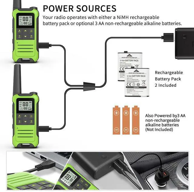 Alt view image 3 of 7 - Walkie Talkies Long Range Rechargeable Walkie Talkie for Adults, Baofeng F22 FRS Radio Walky Talky Family Walkie-Talkie with Flashlight 1400 mAh Battery USB Charger for Camping Trip (2 Pack)